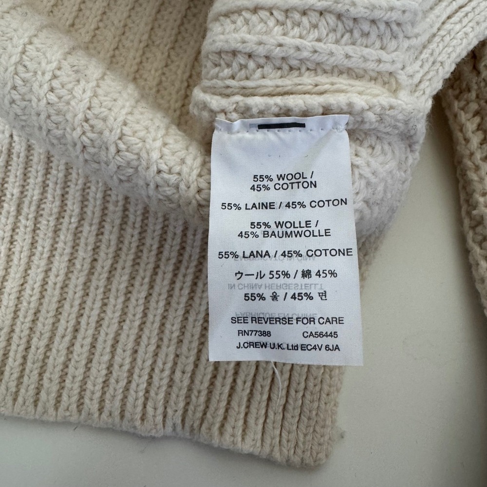 J.Crew Women's Sweater Cream Cotton Wool Knit Normcore Cottage Minimalist XS - Picture 7 of 11